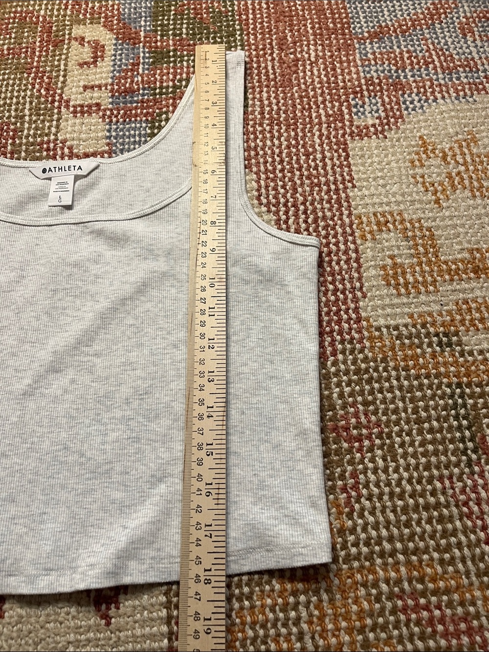 Athleta Ribbed Tank Top Size L Gray Heather Scoop Neck Cropped Stretch Workout - Picture 2 of 6